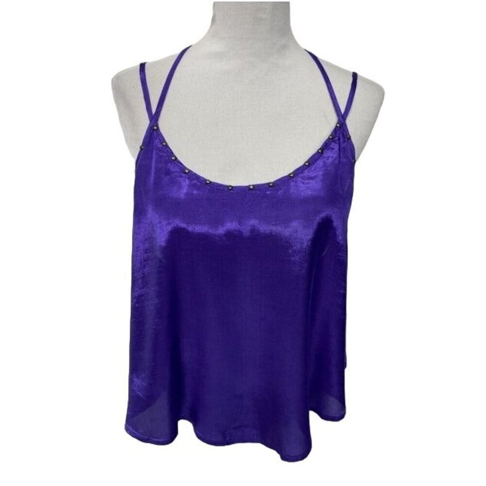 Free People Women’s Purple Studded Halter Strappy Tank Top Cami Size S